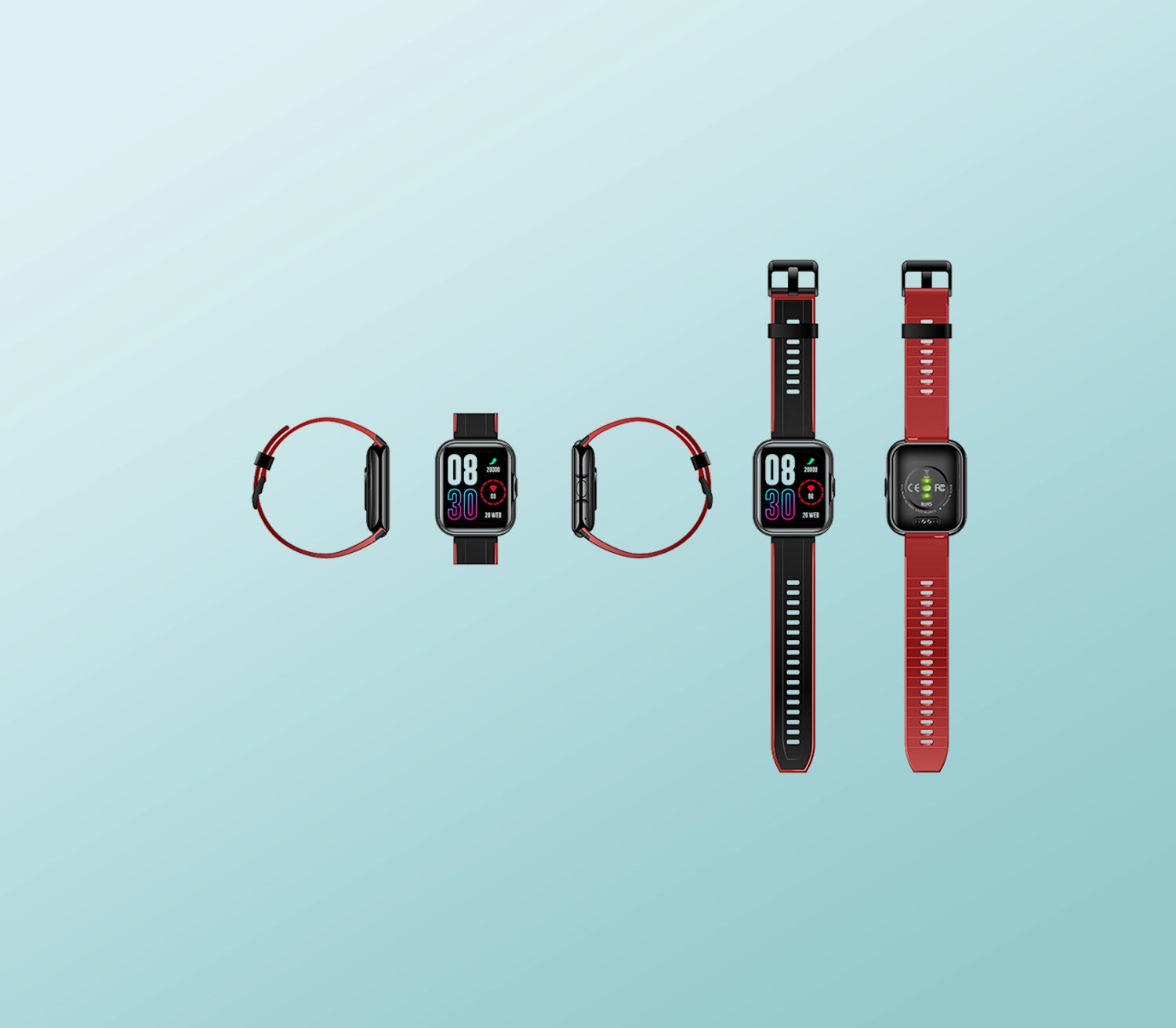 Red and Black BW101 smartwatch